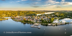 Late Day Sun Shines On Newport, VT Waterfront 3:1 Panorama